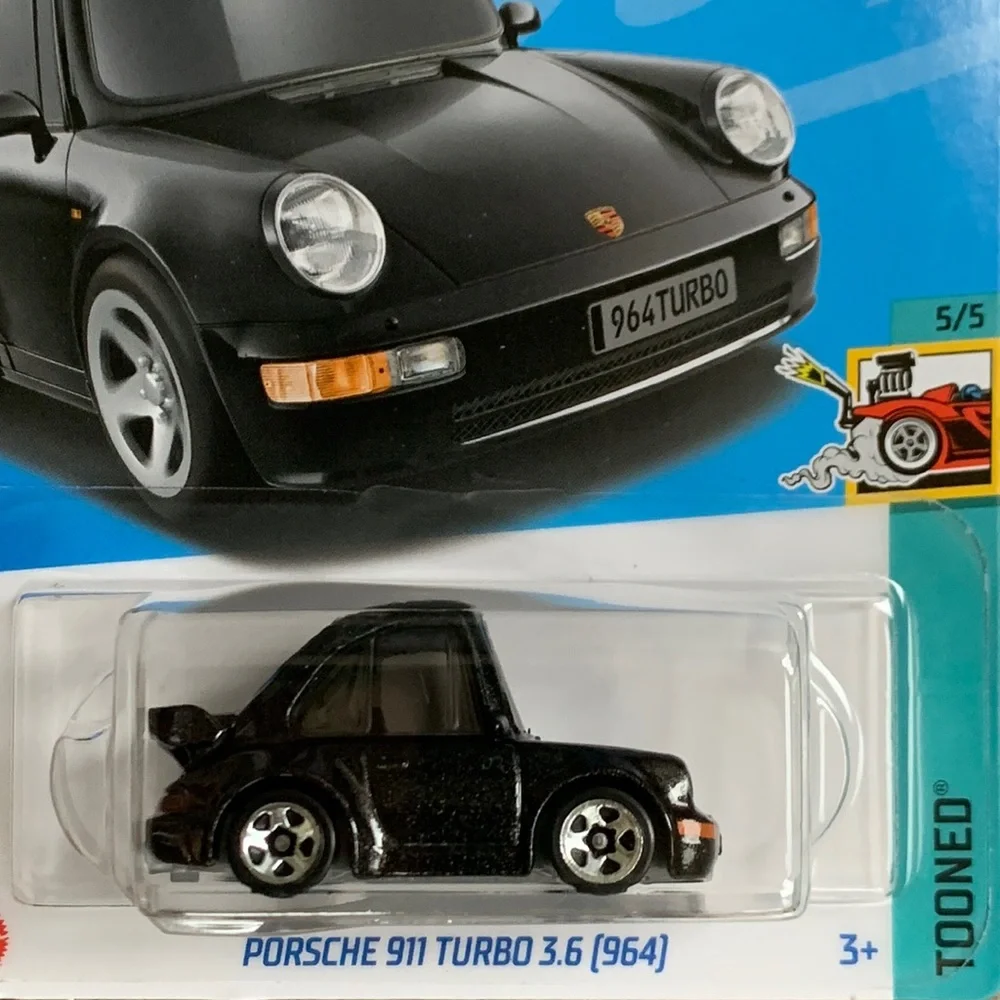Hot Wheels Car Black Porsche 911 Turbo 3.6 964 HotWheels Tooned  2023 HKG69 🆕